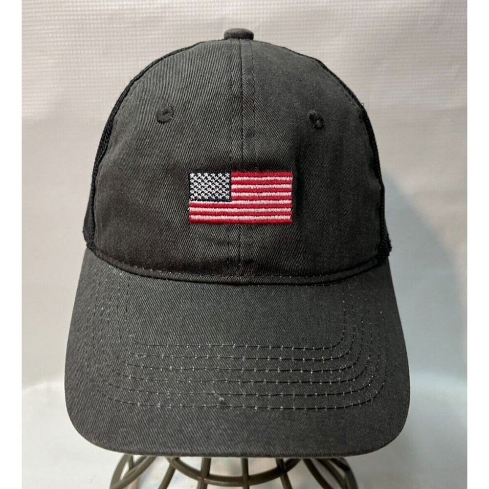 Women's Ponytail Baseball Cap USA Flag Patch Mesh Trucker Cap Tactical Military
